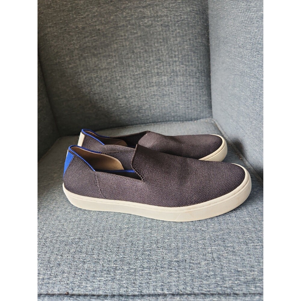 Rothy's The Original Slip-on Shoes Black w/ Blue & White Accents Size 8.5